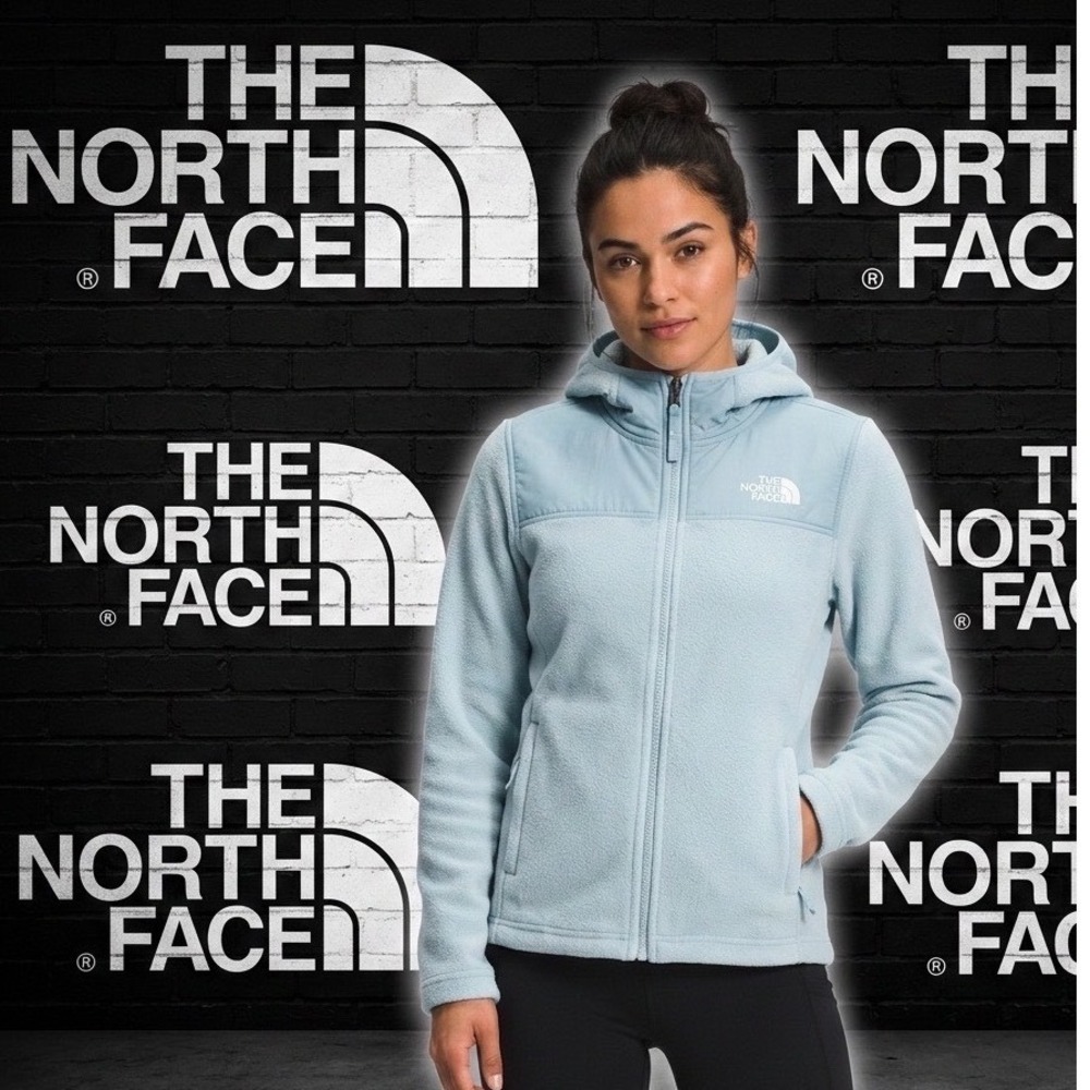 🔥The North Face 🦋💙🦋 Blue Hooded Fleece Full Zip‎ Jacket Women Small